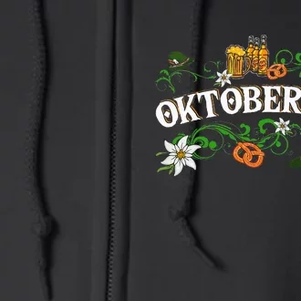 Oktoberfest Party Hat with Beer, Pretzel, and Edelweiss Full Zip Hoodie