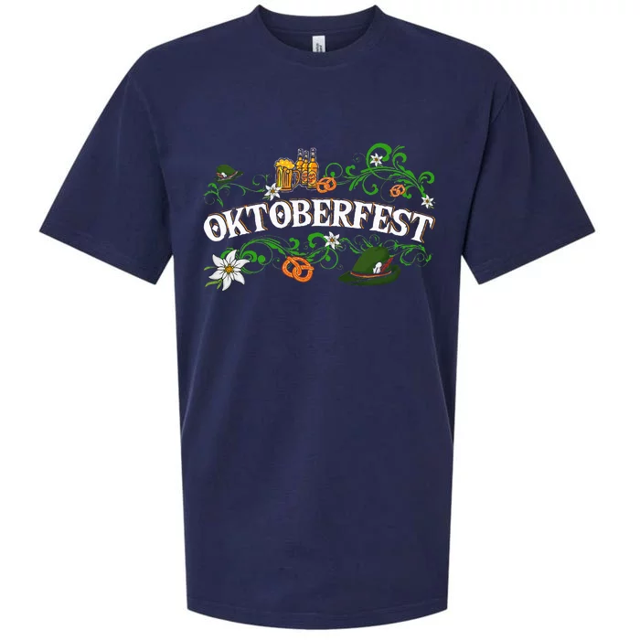 Oktoberfest Party Hat with Beer, Pretzel, and Edelweiss Sueded Cloud Jersey T-Shirt