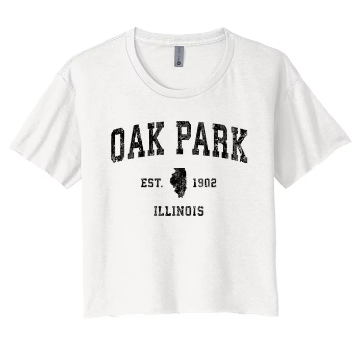 Oak Park Illinois Il Vintage Established Athletic Sports Design Women's Crop Top Tee