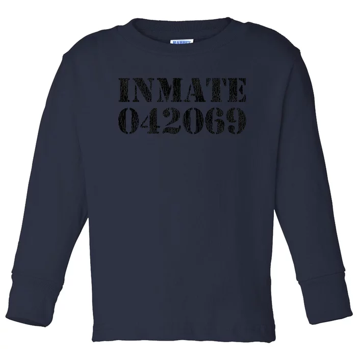 Orange Prisoner Inmate Number Halloween Costume Outfit Toddler Long Sleeve Shirt