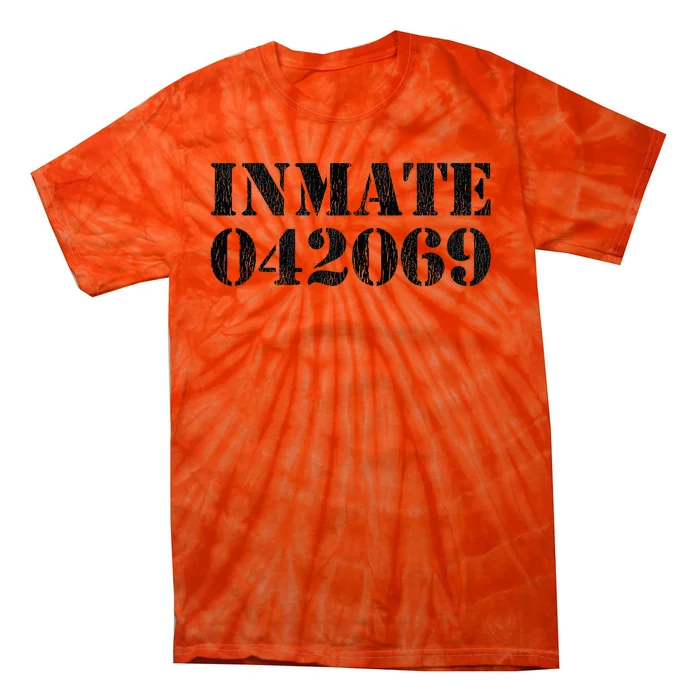 Orange Prisoner Inmate Number Halloween Costume Outfit Tie-Dye T-Shirt