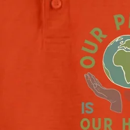 Our Planet Is In Our Hands Retro Earth Day Gift Dry Zone Grid Performance Polo