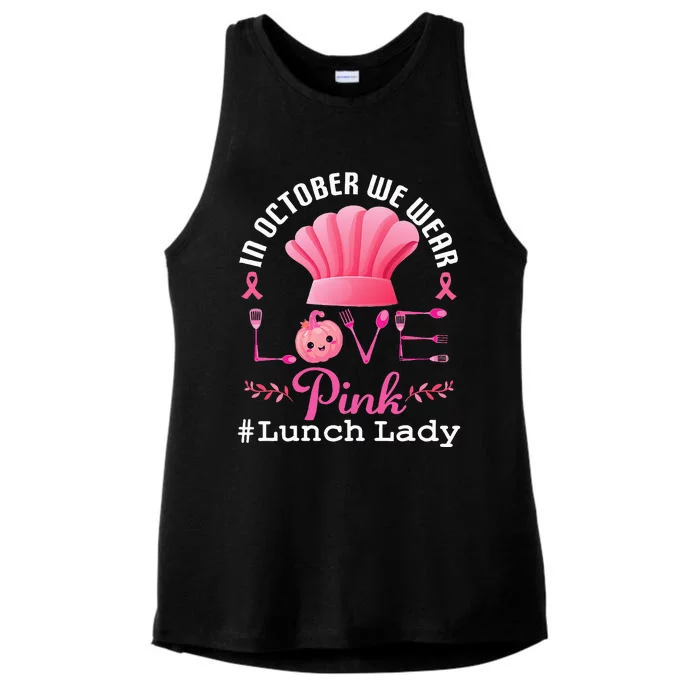 October Pink Lunch Lady Halloween Ladies Tri-Blend Wicking Tank