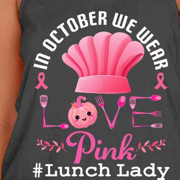 October Pink Lunch Lady Halloween Women's Knotted Racerback Tank