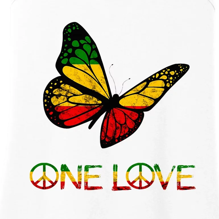 One Pride Love Butterfly Rasta Reggae Peace Rastafari Roots Ladies Essential Tank