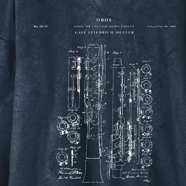 Oboe Patent Music Hooded Wearable Blanket