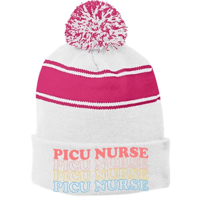 OdG4 PICU Nurse Retro Pediatric Intensive Care Unit Nurse Stripe Pom Pom Beanie