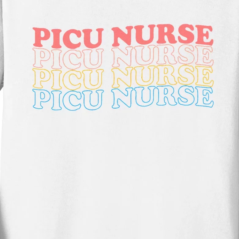 OdG4 PICU Nurse Retro Pediatric Intensive Care Unit Nurse Kids Long Sleeve Shirt