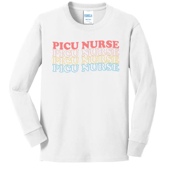 OdG4 PICU Nurse Retro Pediatric Intensive Care Unit Nurse Kids Long Sleeve Shirt