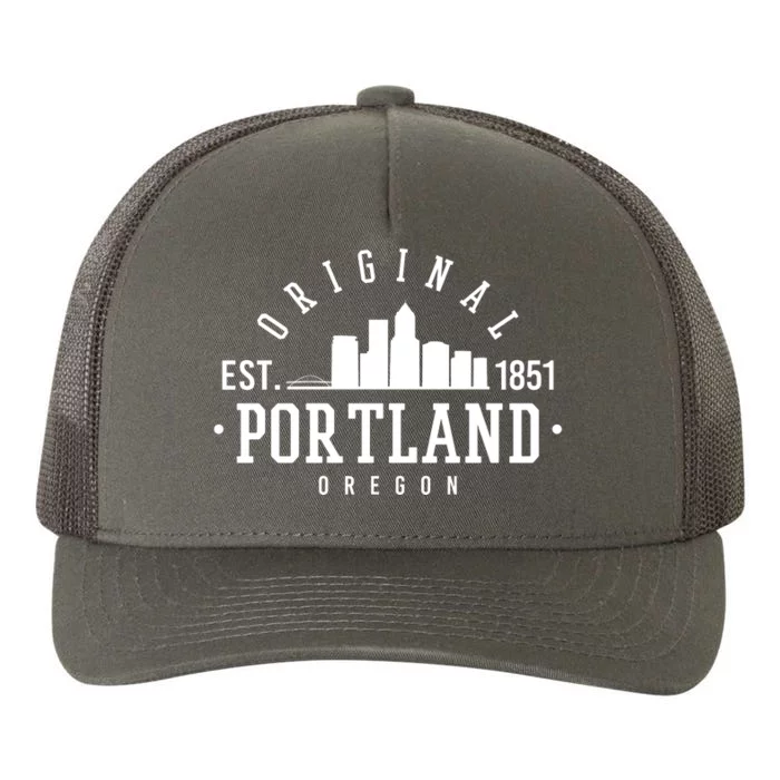 Original Portland Oregon Est 1851 Skyline Yupoong Adult 5-Panel Trucker Hat