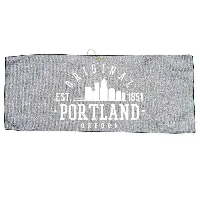 Original Portland Oregon Est 1851 Skyline Large Microfiber Waffle Golf Towel