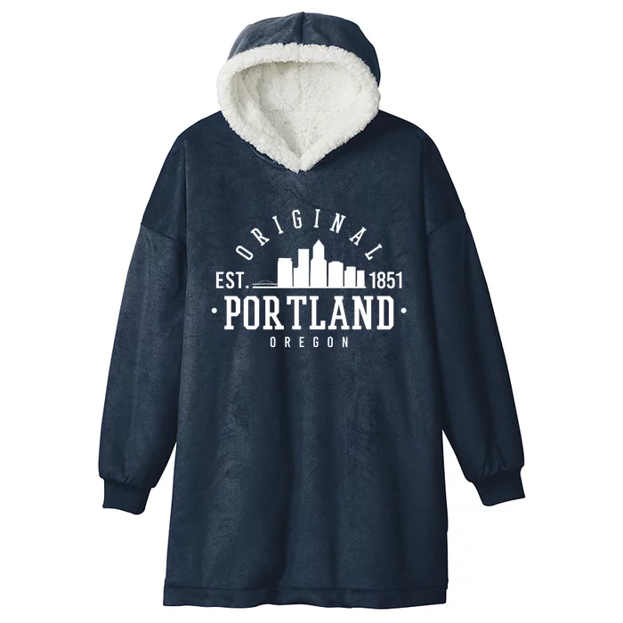 Original Portland Oregon Est 1851 Skyline Hooded Wearable Blanket