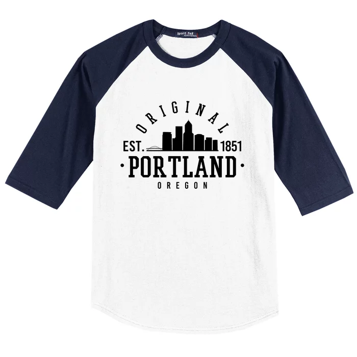 Original Portland Oregon Est 1851 Skyline Baseball Sleeve Shirt