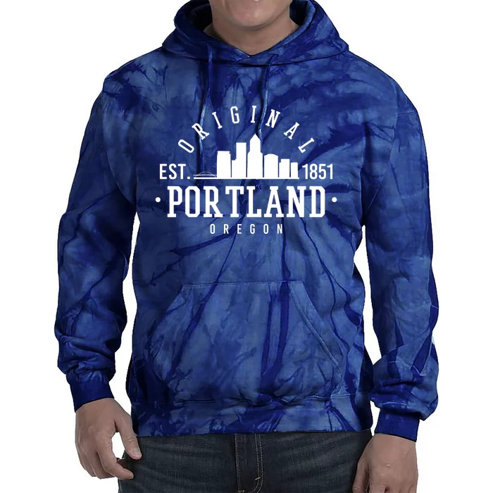 Original Portland Oregon Est 1851 Skyline Tie Dye Hoodie