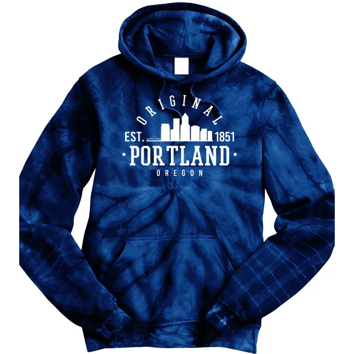 Original Portland Oregon Est 1851 Skyline Tie Dye Hoodie