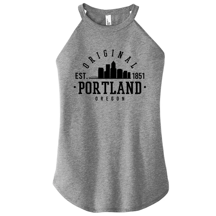 Original Portland Oregon Est 1851 Skyline Women’s Perfect Tri Rocker Tank