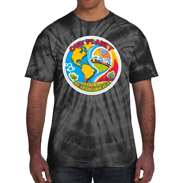 Our Planet Our Responsibility Climate Change Graphic Tie-Dye T-Shirt