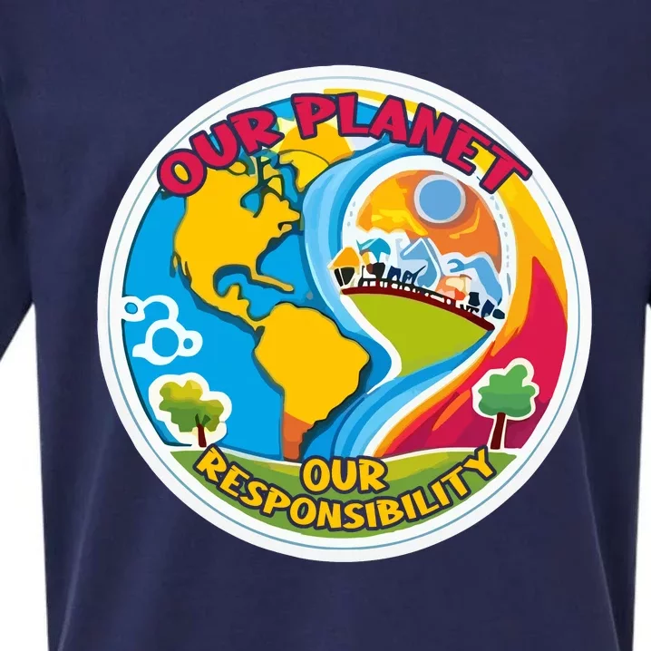 Our Planet Our Responsibility Climate Change Graphic Sueded Cloud Jersey T-Shirt