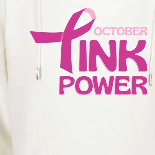 October Pink Power Breast Cancer Womens Funnel Neck Pullover Hood