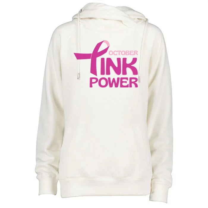 October Pink Power Breast Cancer Womens Funnel Neck Pullover Hood