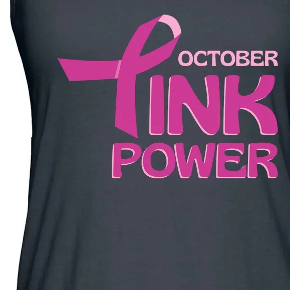 October Pink Power Breast Cancer Ladies Essential Flowy Tank