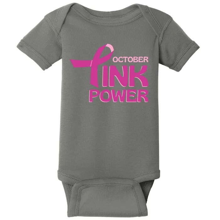 October Pink Power Breast Cancer Baby Bodysuit