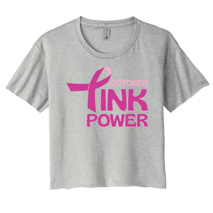 October Pink Power Breast Cancer Women's Crop Top Tee