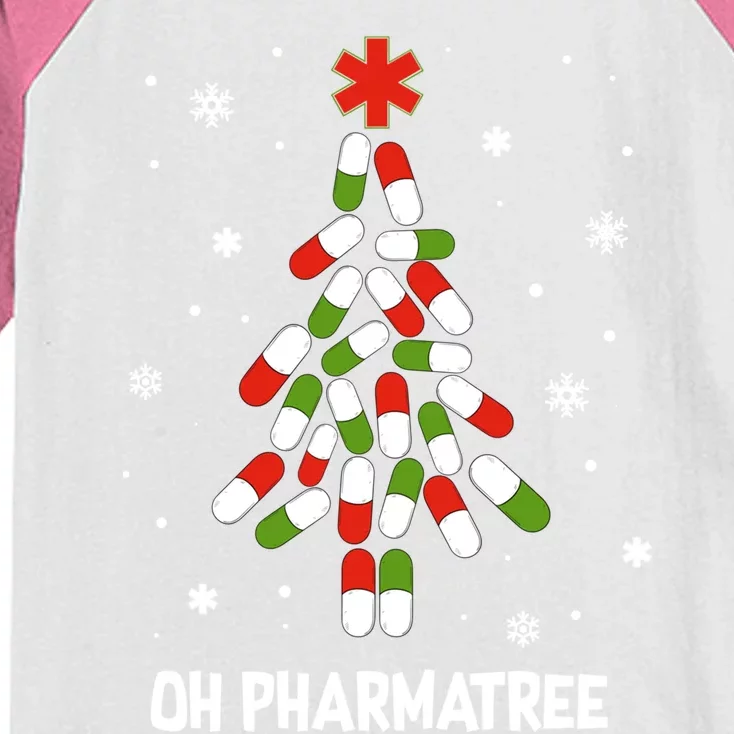 Oh Pharmatree Pills Christmas Tree Lights Pharmacy Crew Funny Gift Kids Colorblock Raglan Jersey