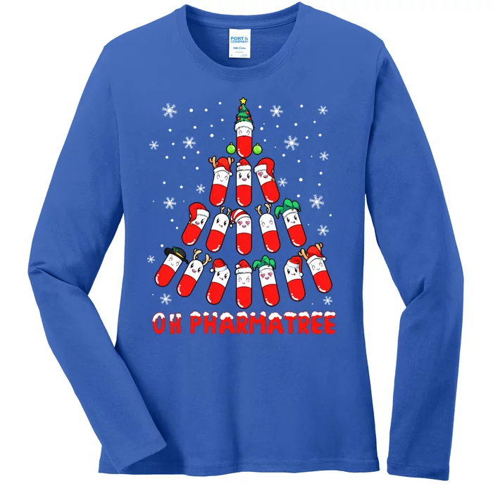 Oh Pharmatree Pills Christmas Tree Lights Pharmacy Crew Team Meaningful Gift Ladies Long Sleeve Shirt