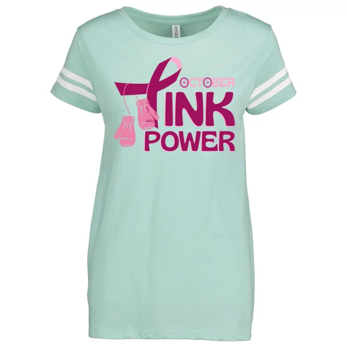 October Pink Power Breast Cancer Enza Ladies Jersey Football T-Shirt