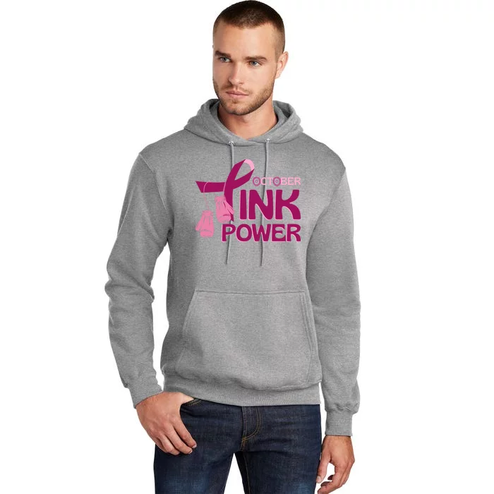 October Pink Power Breast Cancer Tall Hoodie