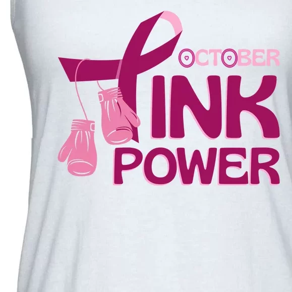 October Pink Power Breast Cancer Ladies Essential Flowy Tank