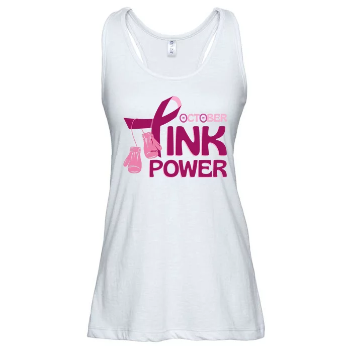 October Pink Power Breast Cancer Ladies Essential Flowy Tank