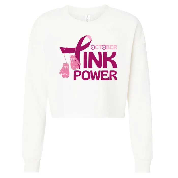 October Pink Power Breast Cancer Cropped Pullover Crew