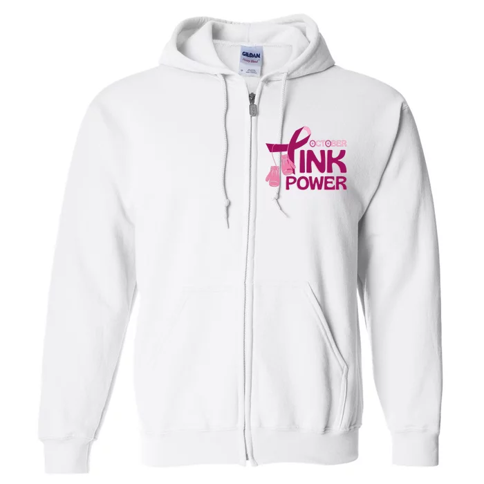 October Pink Power Breast Cancer Full Zip Hoodie