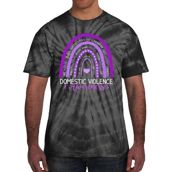 October Purple Ribbon Domestic Violence Awareness Tie-Dye T-Shirt