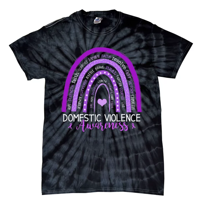 October Purple Ribbon Domestic Violence Awareness Tie-Dye T-Shirt