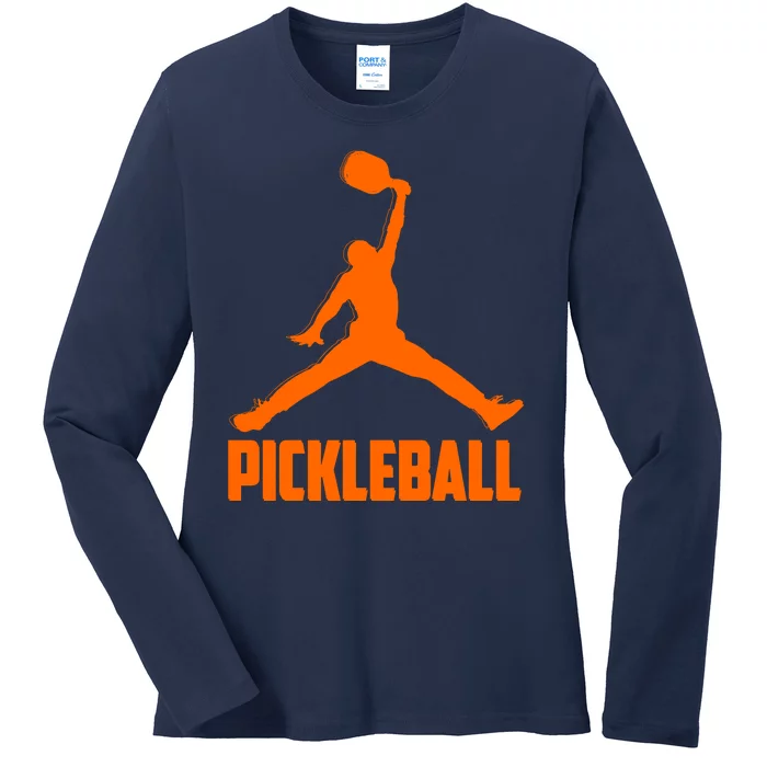 Orange Pickleball Sports Logo Ladies Long Sleeve Shirt