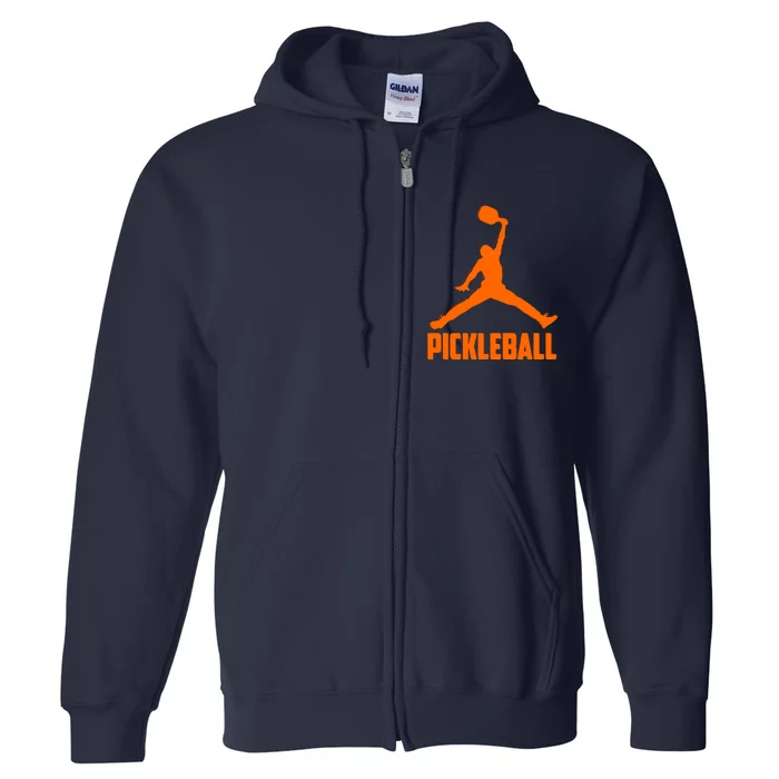 Orange Pickleball Sports Logo Full Zip Hoodie