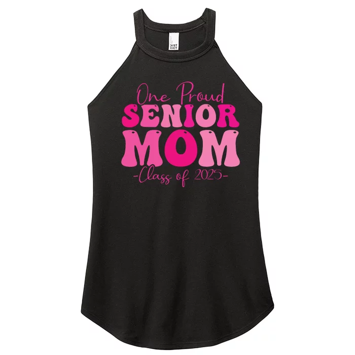 One Proud Senior Mom Class Of 2025 Graduation Groovy Print Women’s Perfect Tri Rocker Tank