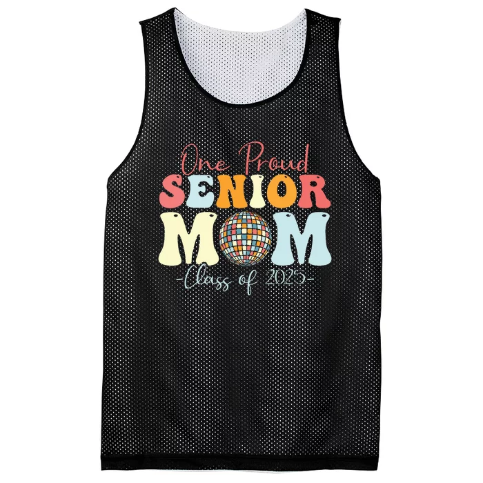 One Proud Senior Mom Class Of 2025 Graduation Groovy Print Mesh Reversible Basketball Jersey Tank