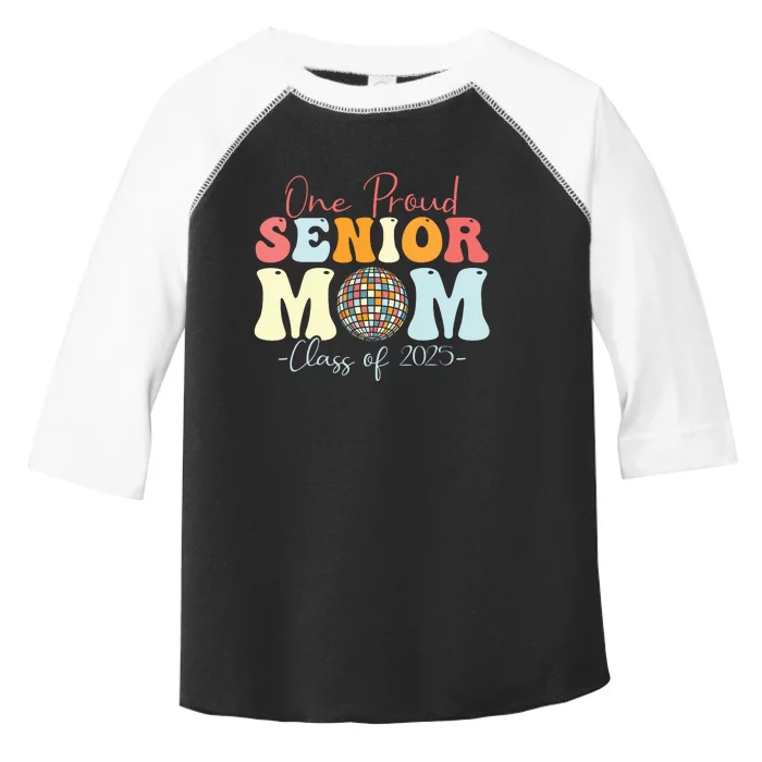 One Proud Senior Mom Class Of 2025 Graduation Groovy Print Toddler Fine Jersey T-Shirt