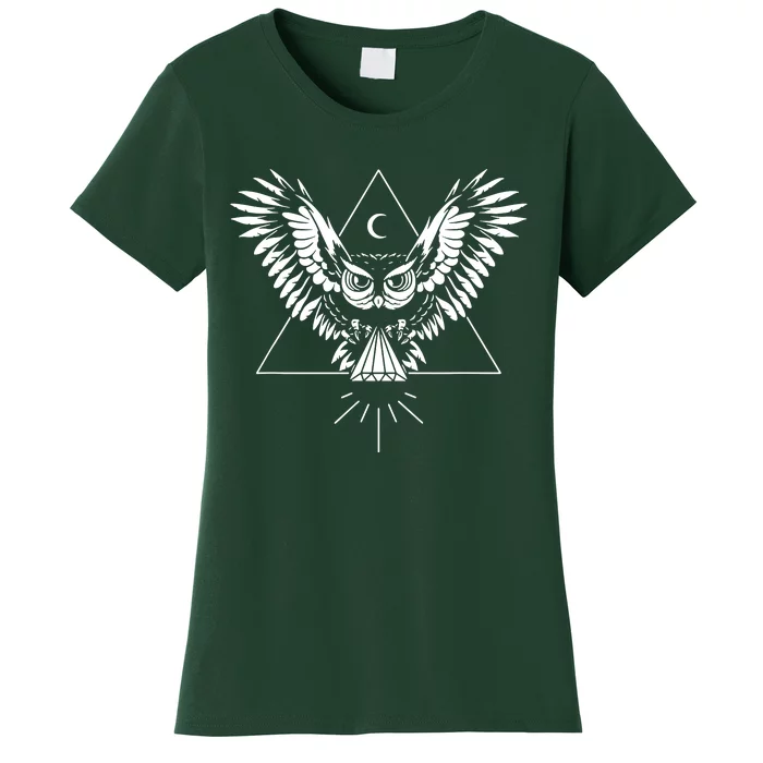 Owl Pyramid Secret Illuminati Owl Tattoo Style Women's T-Shirt