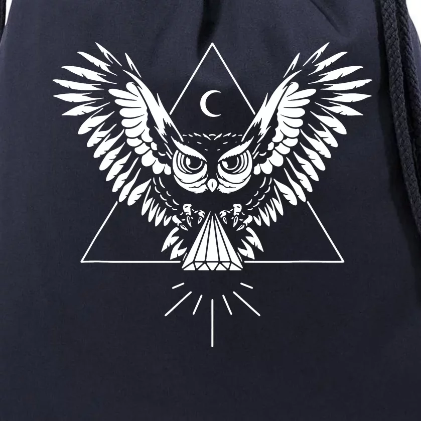 Owl Pyramid Secret Illuminati Owl Tattoo Style Drawstring Bag