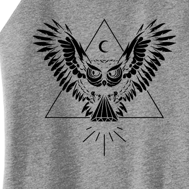 Owl Pyramid Secret Illuminati Owl Tattoo Style Women’s Perfect Tri Rocker Tank