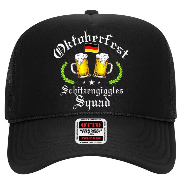 Oktoberfest Party Schitzengiggles Drinking Squad High Crown Mesh Trucker Hat