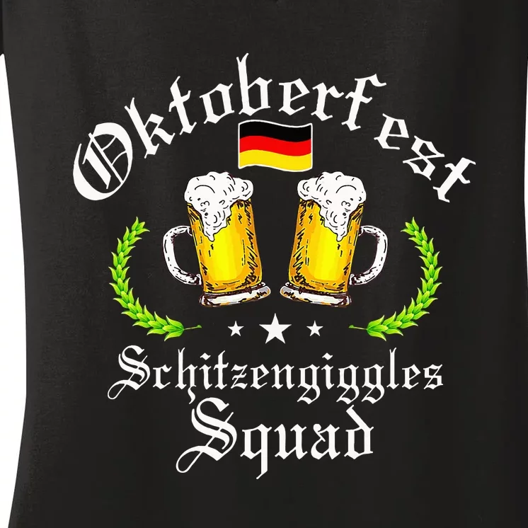 Oktoberfest Party Schitzengiggles Drinking Squad Women's V-Neck T-Shirt