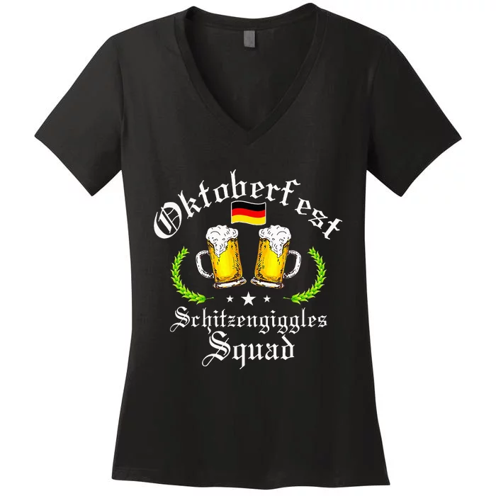 Oktoberfest Party Schitzengiggles Drinking Squad Women's V-Neck T-Shirt