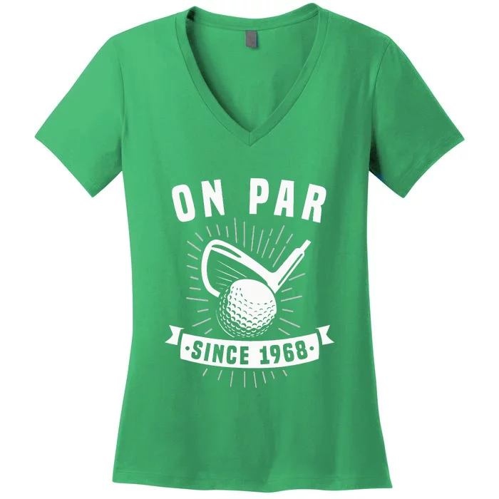 On Par Since 1968 Golfing 55 Years Old Golfer 55th Birthday Women's V-Neck T-Shirt