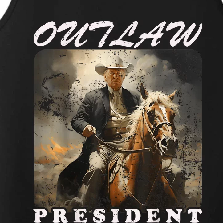 Outlaw President Trump Cowboy Trump 2024 Convicted Felon Performance Tank